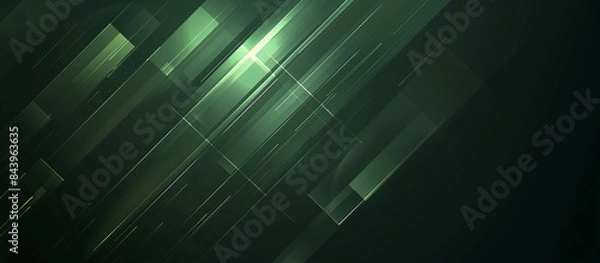 Fototapeta Neon green futuristic shapes float in a black universe, creating a striking contrast and a sense of otherworldly wonder.