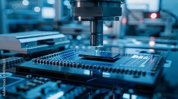 Fototapeta image of a factory producing processor chips