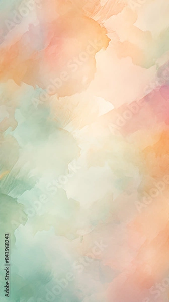 Fototapeta Abstract Image Pattern Background, Soft Watercolor Washes in Pastel Colors, Texture, Wallpaper, Background, Cell Phone Cover and Screen, Smartphone, Computer, Laptop, Format 9:16 and 16:9 - PNG