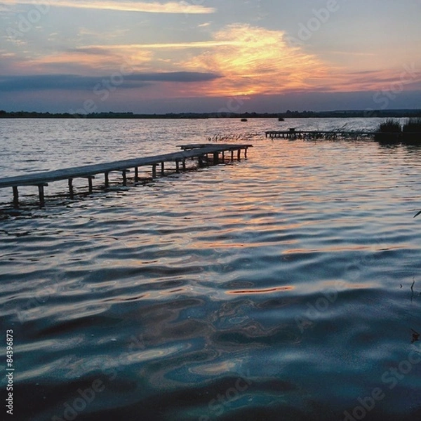 Fototapeta Sunset over summer Lake