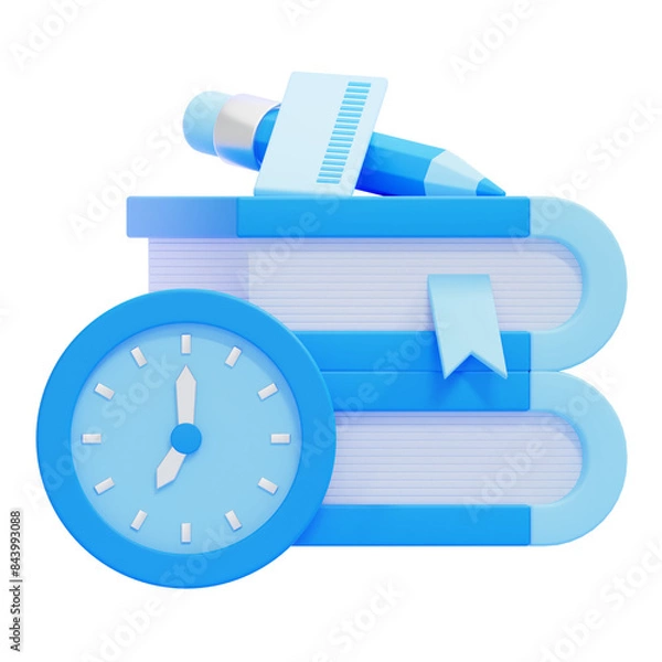 Fototapeta PNG 3D Time to Study icon isolated on a white background