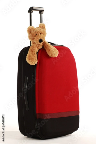 Obraz teddy bear on a suitcase with long handle