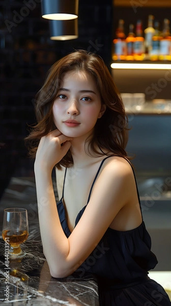 Fototapeta ウイスキーを飲む女性