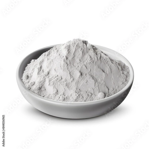 Fototapeta Grey Powder of Gypsum, Clay or Diatomite Isolated, Powdered Calcium or Plaster