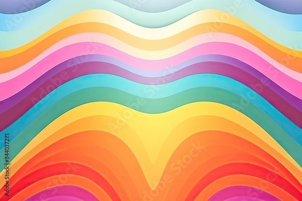 Fototapeta Retro Rainbow Abstract Background, Vintage 70s Rain Bow Arch Pattern, Gay Symbol Banner, AI