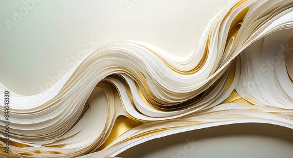 Obraz Abstract Gold and White Curved Paper Background