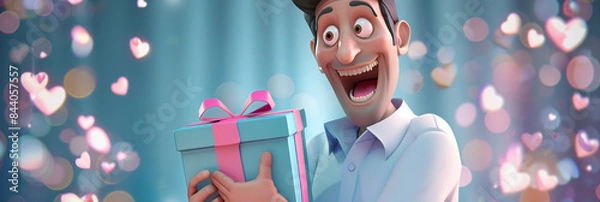 Fototapeta Surprising 3D render for Father's Day, intricate details, father's delighted reaction, perfect for celebrating dad.