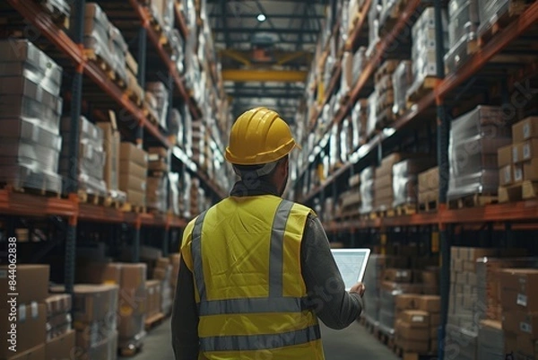 Obraz Warehouse Worker Checking Inventory