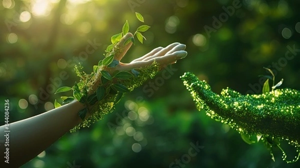 Fototapeta handshake between man and nature