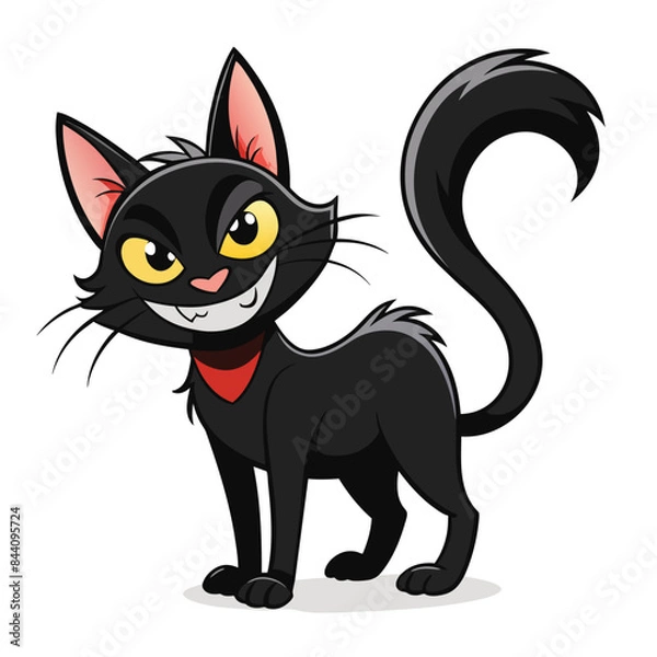 Fototapeta black cat cartoon vector