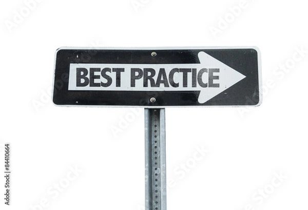 Fototapeta Best Practice direction sign isolated on white