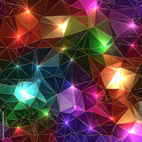 Fototapeta Luxury colorful sparkling shining glowing gem stone rock triangle background