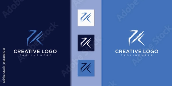 Fototapeta collection of Brush Letter K Logo Designs. Artistic Handwritten Brush Letter Logo Concept Vector