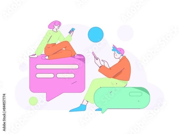 Obraz Communicate with consultants flat vector character concept operation hand drawn illustration
