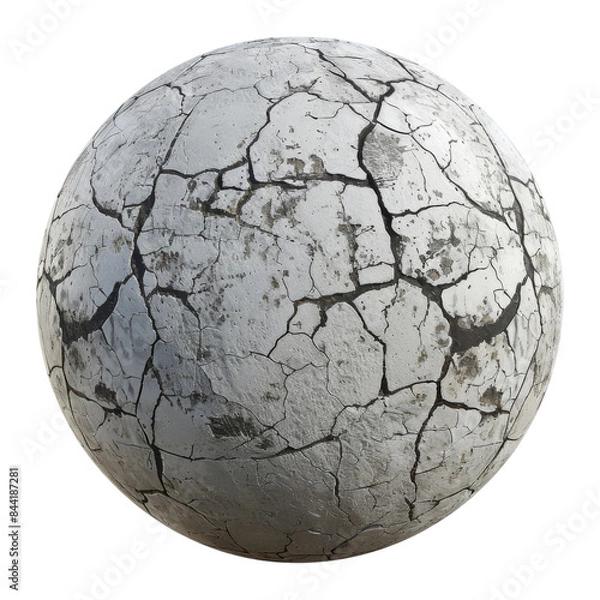 Obraz Cracked white sphere texture, perfect for 3D modeling, game design, and architectural visualization projects. transparent background