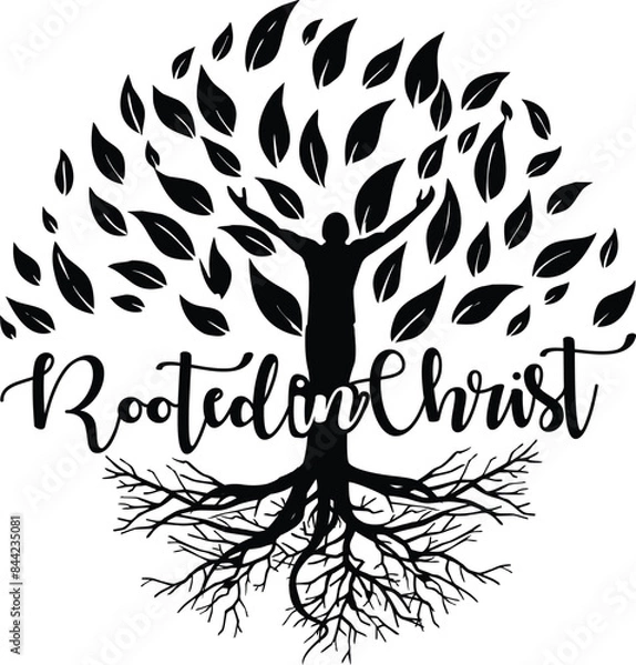 Fototapeta Rooted in Christ: Faith Scripture Bible Verse Vector Design