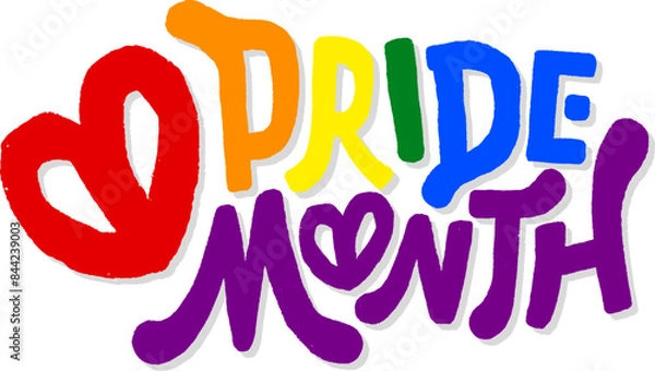 Fototapeta LGBT pride art on white background. template for poster, social network, banner, cards. word PRIDE for poster. LGBTQ love symbol background. Concept design.