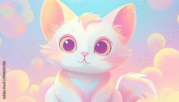 Fototapeta A cut cat animal kitten cartoon big eyes Perfectly Adorable: The Round-bodied Cat with Sagging Ears and Big Eyes"
"Cuteness Overload: Meet the Feline with a Round Body and Big, Droopy Eyes"