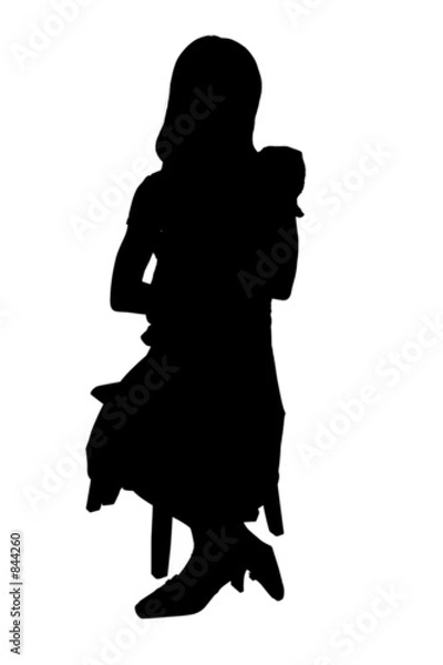 Fototapeta silhouette with clipping path of child and baby