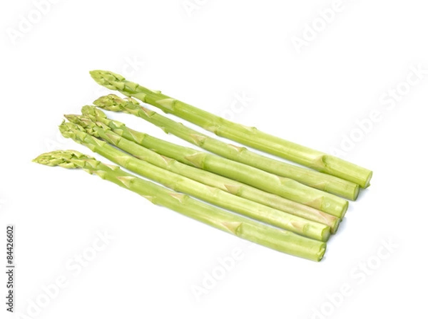 Fototapeta Fresh green asparagus on white background