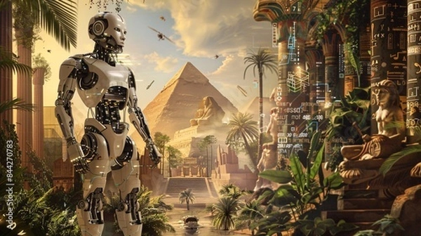 Obraz Robots and Pyramids, and abstract mix between future an past 