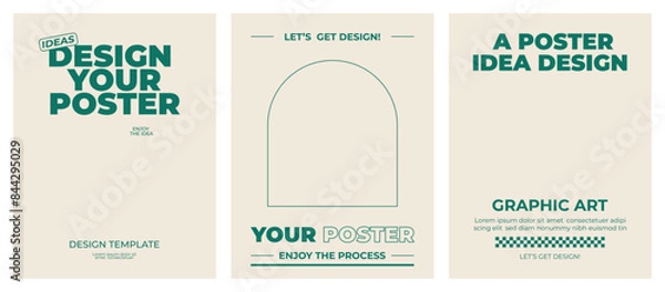 Fototapeta Retro poster with graphic elements of geometrical shapes vector. Trendy Y2k backgrounds for posters, prints, invitations or cards.
