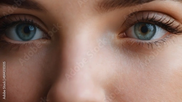 Fototapeta A close-up of a woman's eye, part of a larger image of her face