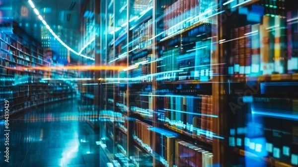 Fototapeta Dynamic Digital Library User Engagement, Modern Resources, Bright Visuals