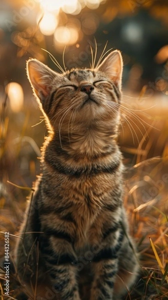 Fototapeta Stunning cute cat in various activity 