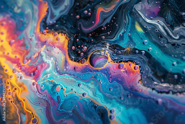 Fototapeta Psychedelic art featuring vibrant colors, abstract patterns, and surreal imagery, creating a mesmerizing and mind-bending visual experience