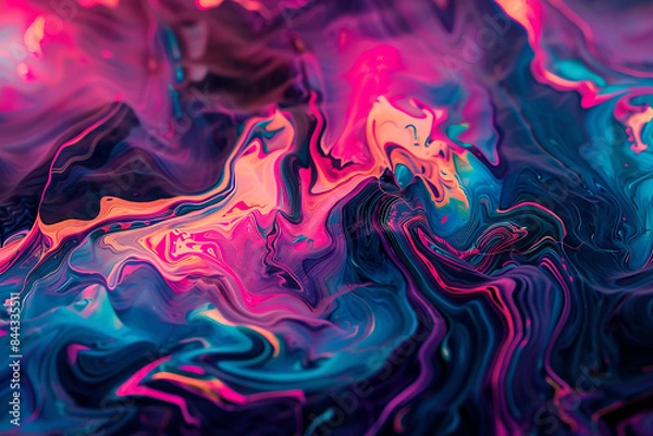 Fototapeta Psychedelic art featuring vibrant colors, abstract patterns, and surreal imagery, creating a mesmerizing and mind-bending visual experience