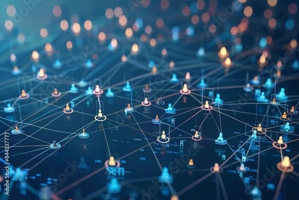 Obraz A visual representation of social media algorithms processing data and user interactions