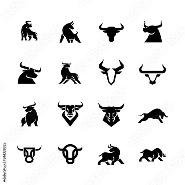 Obraz Bull Black logo icon design illustration template