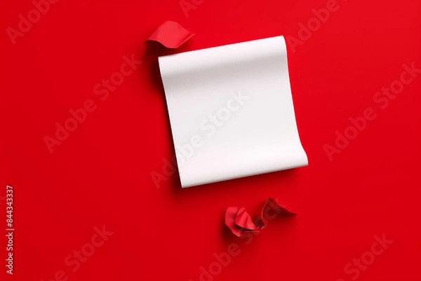 Fototapeta paper Note  with exclamation mark on red background