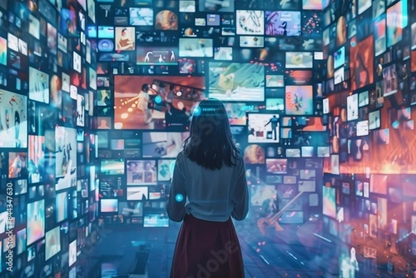 Fototapeta A concept art of an AI-powered social media feed with personalized content recommendations