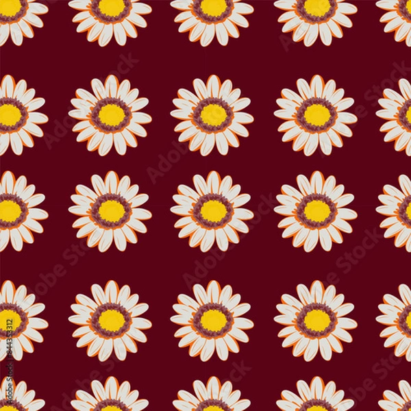 Fototapeta Set of seamless floral pattern with sunflowers. Vector illustration. EPS 10