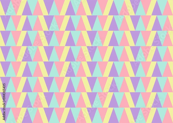 Fototapeta Abstract seamless gorgeous geometric fabric textile, Colorful pastel triangle pattern background. Design for backdrop, rug, wallpaper, clothing, wrap, banner,tile, embroidery decor-Vector illustration