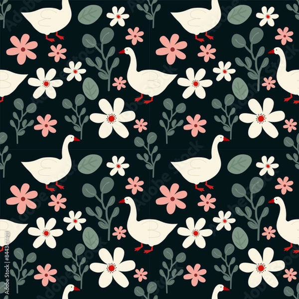 Fototapeta Flower vector ilustration seamless patern.Great for textile,fabric,wrapping paper,and any print.