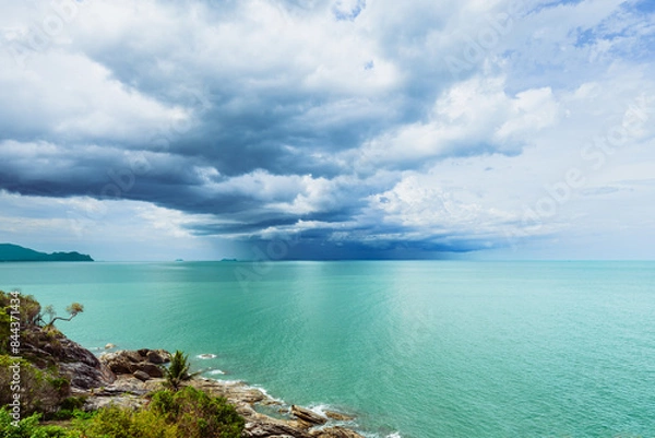 Obraz Cloudy sky over clear turquoise ocean