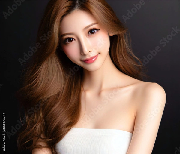 Fototapeta 白いチューブトップの美女