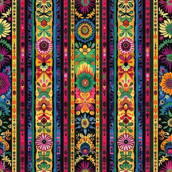 Fototapeta Design a seamless background with traditional Latin American textiles and patterns, suitable for use as a repeating pattern, a seamless pattern