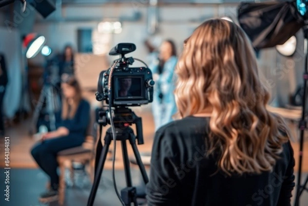 Fototapeta A Cinematographers Focus, Capturing the Essence of a Studio Shoot