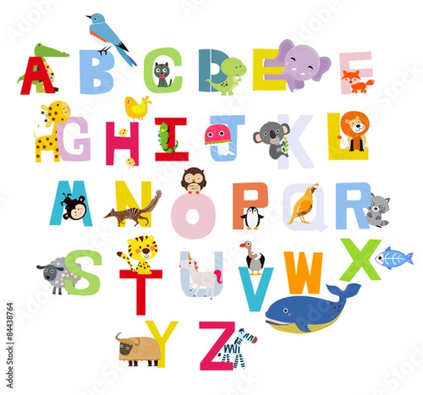 Obraz Cute alphabet with animals