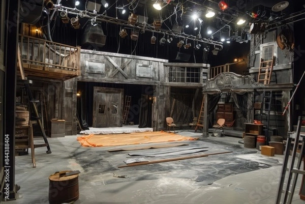 Obraz The Empty Stage Awaits: A Backstage Look at a Theater Set Under Construction