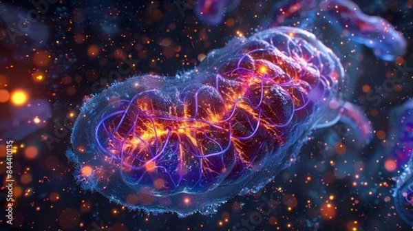 Fototapeta Threedimensional reconstruction of a dividing mitochondrion demonstrating its complex inner structure