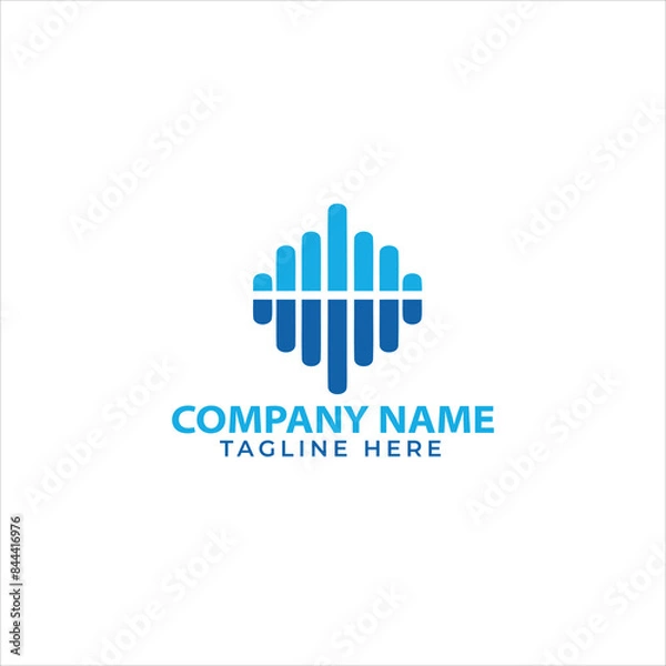 Fototapeta Minimalist M letter logo with "music" and "singing" concept
