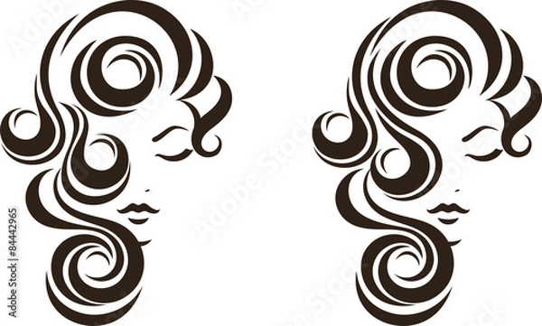 Obraz Ikona stylu włosów, kobieca twarz