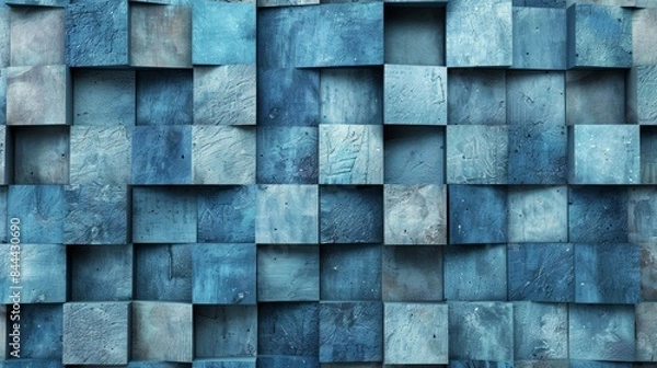 Fototapeta Blue Textured 3D Cube Pattern
