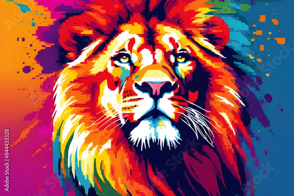 Obraz Super Colorful Lion Face Illustration Free Image