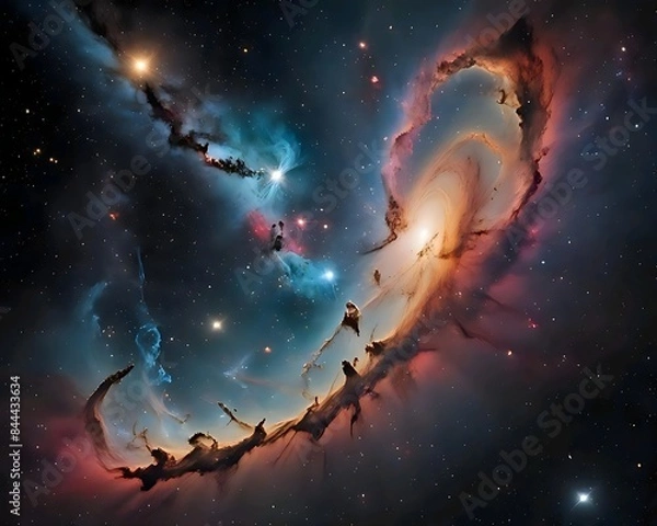 Obraz sky with stars and clouds